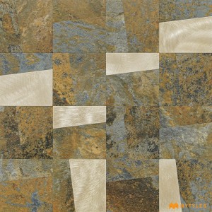 undefined-Beige Metal Mosaic Wall Tile Code31584 (300x300mm, Metallic)