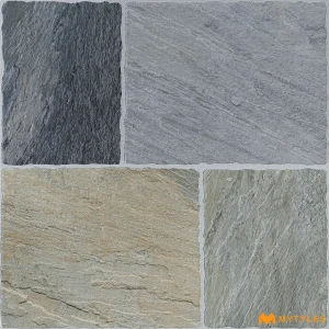 undefined-Piazza Gray Matt Vitrified Modular Rustic Tile Code39124 600x600mm 3Pc 12mm