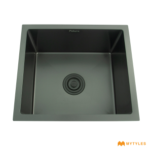 undefined-Futura Kitchen Sink - Hand Carved Color Series FS 2418 HM (24x18 Inch, Single Bowl)-Black
