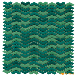 undefined-Imported Green Glass Mosaic Tile Code26075 (300x300mm, Glossy)