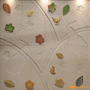 undefined-Mint Stone Peacock Wall Mural Code35787 (8x8ft, Stone)-MYTMU051 