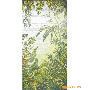 undefined-Vitrified Green Rain Forest Mosaic Poster Wall Tile Code34199 (4x8 Feet, Glossy)