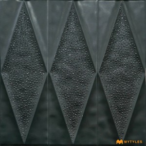 undefined-Ceramic Black Geometric Wall Tile Code31495 (300x300mm, Carving Matt)