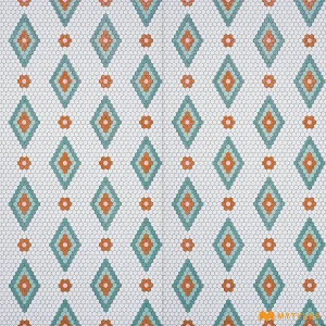 undefined-Blue Hexagon Floor and Wall Tile Code38132 (600x1200mm, Matt-Glossy Mix)