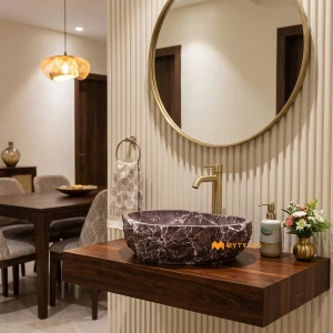 undefined-Marble Brown Wash Basin Code35751 (460x380x130mm, Glossy)