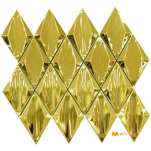 undefined-Imported Gold Metal Mosaic Wall Tile Code31535 (260x300mm, Metallic)