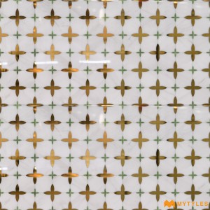 undefined-Imported White and Gold Highlighter Wall Tile Code31169 (300x600mm, Metallic)