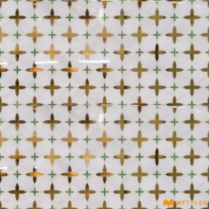 undefined-Imported White and Gold Highlighter Wall Tile Code31169 (300x600mm, Metallic)