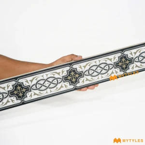 undefined-Vitrified White Border Tile Code33821 (100x1200mm, Glossy)