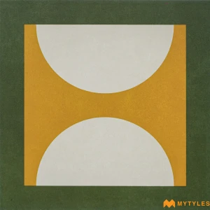 undefined-Olive Green Mustard White Matt Ceramic Moroccan Tile Code39780 300x300mm 11Pc