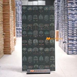 undefined-Vitrified Black Tropical Floor and Wall Tile Code38316HL (600x1200mm, Sugar)