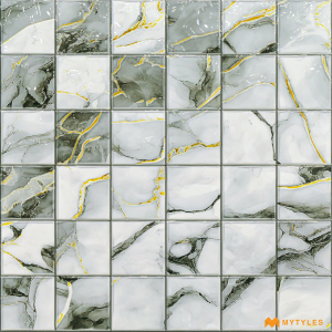 undefined-Ceramic Gray Mosaic Wall Tile Code27312 (300x300mm, Glossy)