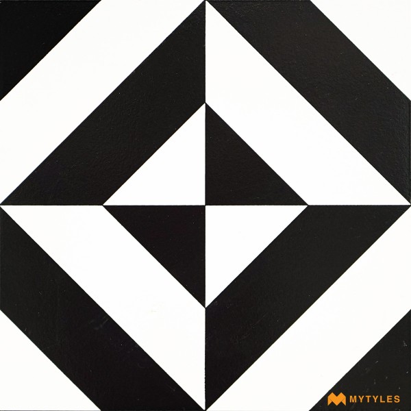 Moroccan Tiles-White and Black Moroccan Floor and Wall Tile Code32900 (300x300mm, Matt)