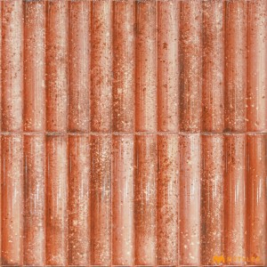 undefined-Ceramic Red Fluted Wall Tile Code31404 (300x300mm, Glossy)