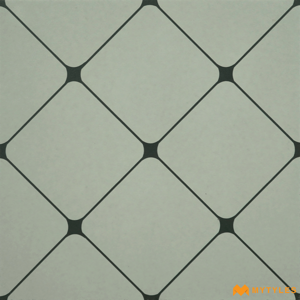Moroccan Tiles-Vitrified White and Black Moroccan Tile Code18300 (300x300mm, Matt)