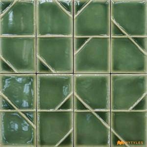 undefined-Imported Green Subway Wall Tile Code32708 (62x125mm, Glossy)