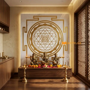 undefined-White Gold Shree Yantra Vitrified Poster Tile Code39939 1200x1200mm 1Pc Pack