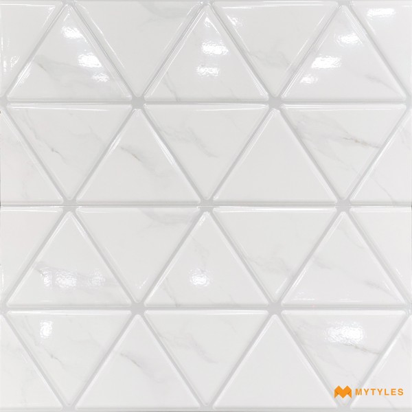 Geometric Tiles-Ceramic White Geometric Wall Tile Code31691 (300x600mm, Glossy)