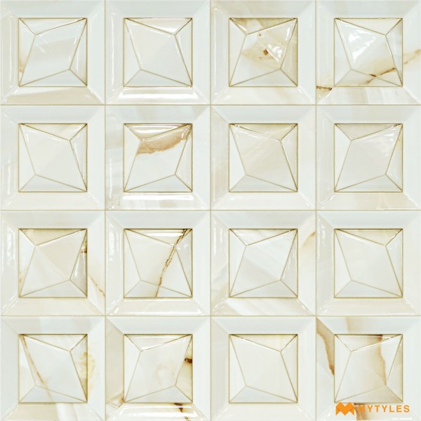 3d Tiles-Ceramic Cream 3D Textured Wall Tile Code31459 (300x300mm, Glossy)