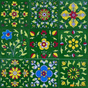 undefined-Decorative Green Floor and Wall Tile Code30835 (75x75mm, Glossy, 16Pcs)