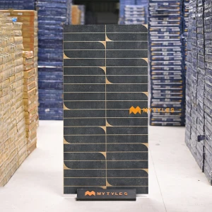 undefined-Vitrified Black Geometric Floor and Wall Tile Code36955 (600x1200mm, Matt)