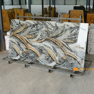 undefined-Vitrified Grey Slab Floor and Wall Tile Code29119 (1200x2400mm, Glossy)