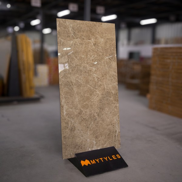 Glazed Vitrified-Vitrified Brown Floor and Wall Tile Code28652 (600x1200mm, Glossy)