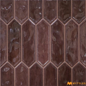 undefined-Chocolate Brown Picket Ceramic Geometric Wall Tile Code39454 300x300mm 11Pc