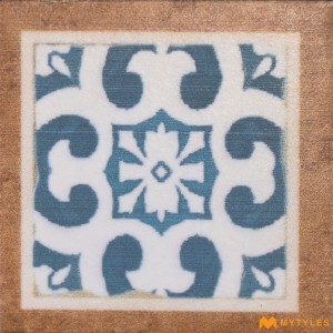 undefined-Vitrified Blue Corner Floor and Wall Tile Code36108 (47x47mm, Matt)