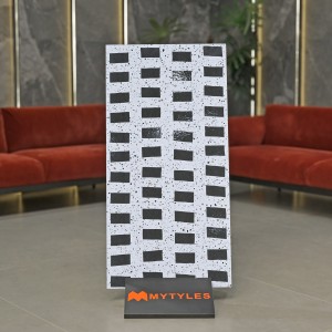 undefined-Vitrified White and Black Terrazzo Wall Tile Code30931 (600x1200mm, Matt/Glossy)