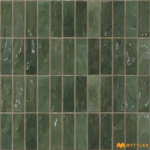 undefined-Ceramic Green Geometric Wall Tile Code35858 (300x600mm, Glossy)