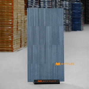 undefined-Grooved Blue Matt Vitrified Textured Wall Tile Code38948 600x1200mm 2Pc
