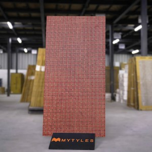 undefined-Vitrified Red Mosaic Floor and Wall Tile Code35597 (600x1200mm, Carving Matt)
