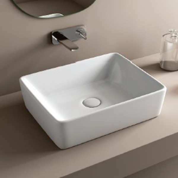 Table Top Wash Basin-Ceramic White Wash Basin Code31335 (370x475mm, Glossy, Topaz)