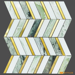 undefined-White Metal Mosaic Wall Tile Code31548 (256x308mm, Metallic)