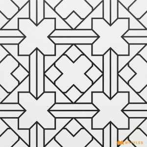 undefined-Ceramic White and Black Moroccan Floor and Wall Tile Code31324 (300x300mm, Matt)