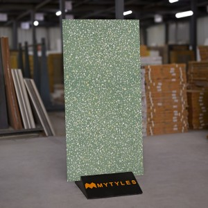 undefined-Vitrified Green Terrazzo Floor and Wall Tile Code32521 (600x1200mm, Matt)