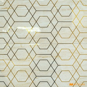 undefined-Ivory and Gold Highlighter Wall Tile Code31362 (300x600mm, Metallic)