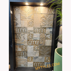 undefined-Warli Art Mural Slate Stone MYTMU030 Code26318/26319 (Random Size, Rustic)