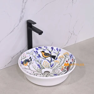 undefined-Meadow Songbird Glossy White Ceramic Table Top Wash Basin Code39972