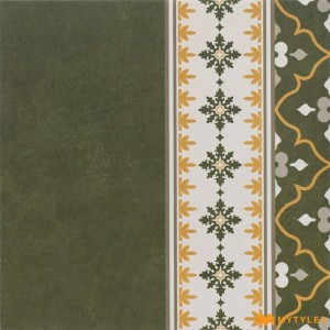 undefined-Ceramic Green Carpet Border Floor and Wall Tile Code36086B (300x300mm, Matt)