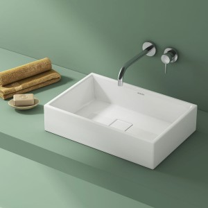 undefined-Ceramic White Wash Basin Code31337 (400x600mm, Glossy, Geo)