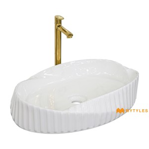undefined-Ceramic White Wash Basin Code34961 (380x600mm, Glossy)