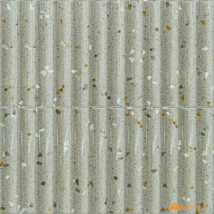 undefined-Ceramic Beige Fluted Wall Tile Code31407 (300x300mm, Glossy)