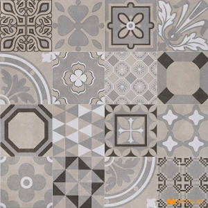 undefined-Vitrified Gray Moroccan Floor and Wall Tile Code37999 (600x600mm, Matt)