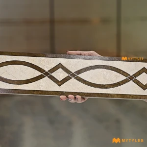 undefined-Beige Interlocking Marquise Matt Border Tile Code39823 100x600mm 12Pc