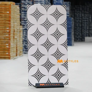 undefined-Starburst White Geometric Matt Vitrified Inlay Tile Code40430 600x1200mm 2Pc