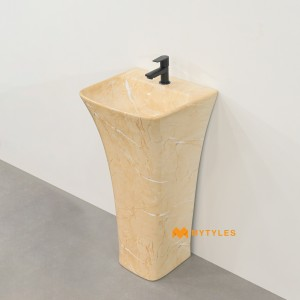 undefined-Ceramic Beige Pedestal Wash Basin Code36207 (375x400x820mm, Glossy)