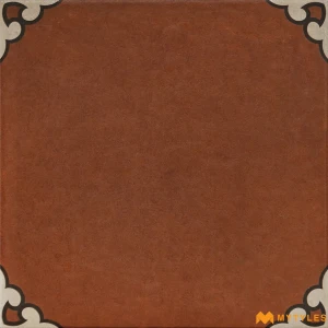 undefined-Terracotta Ivory Scrollwork Matt Vitrified Moroccan Tile Code40682 300x300mm
