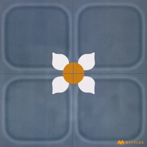 undefined-Blue Athangudi Floor and Wall Tile Code37978 (600x600mm, Satin)